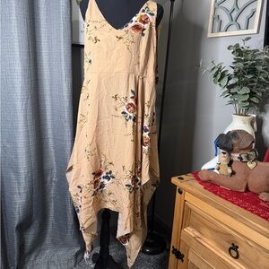 Floral Asymmetrical Dress in Cream